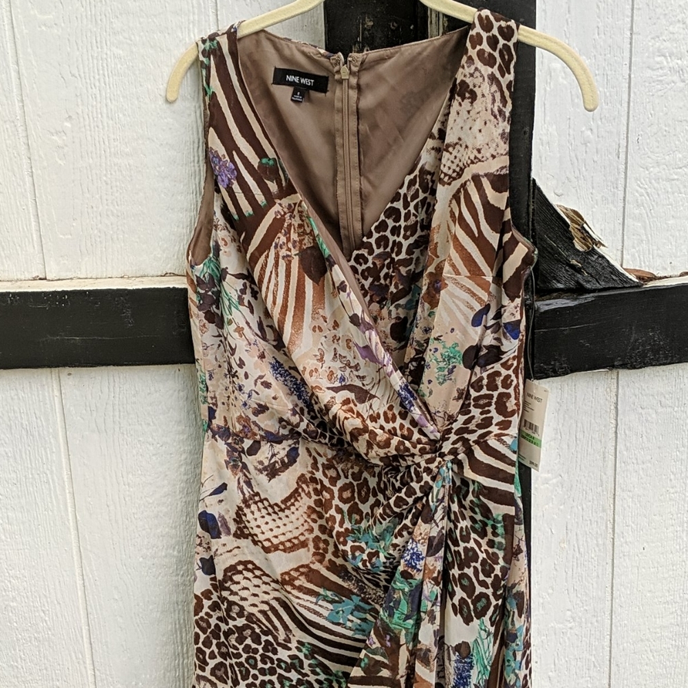 Beautiful Nine West leopard zebra and flower patterned dress